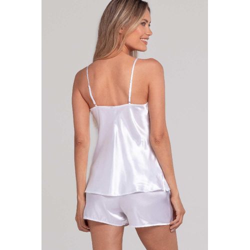 Pijama de raso con puntilla